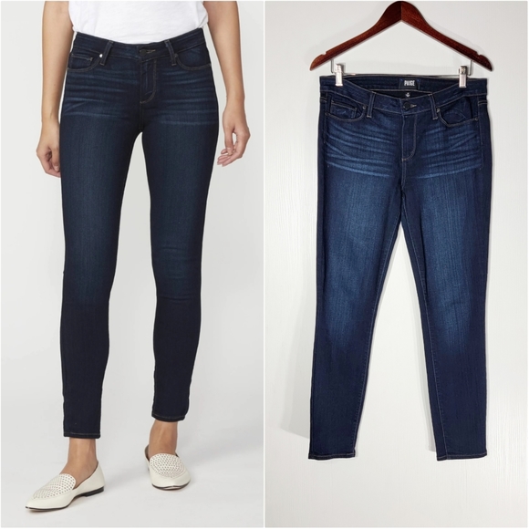 PAIGE Denim - Paige Verdugo Ankle Ellora Midrise Stretchy Dark Blue Skinny Jeans Size 31